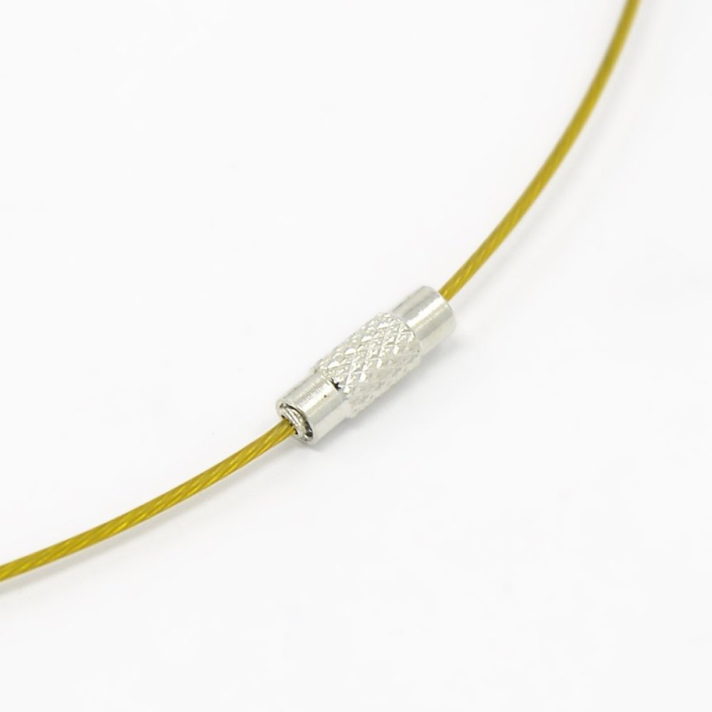 1 necklace rigid cabled wire gold clasp to screw N°01