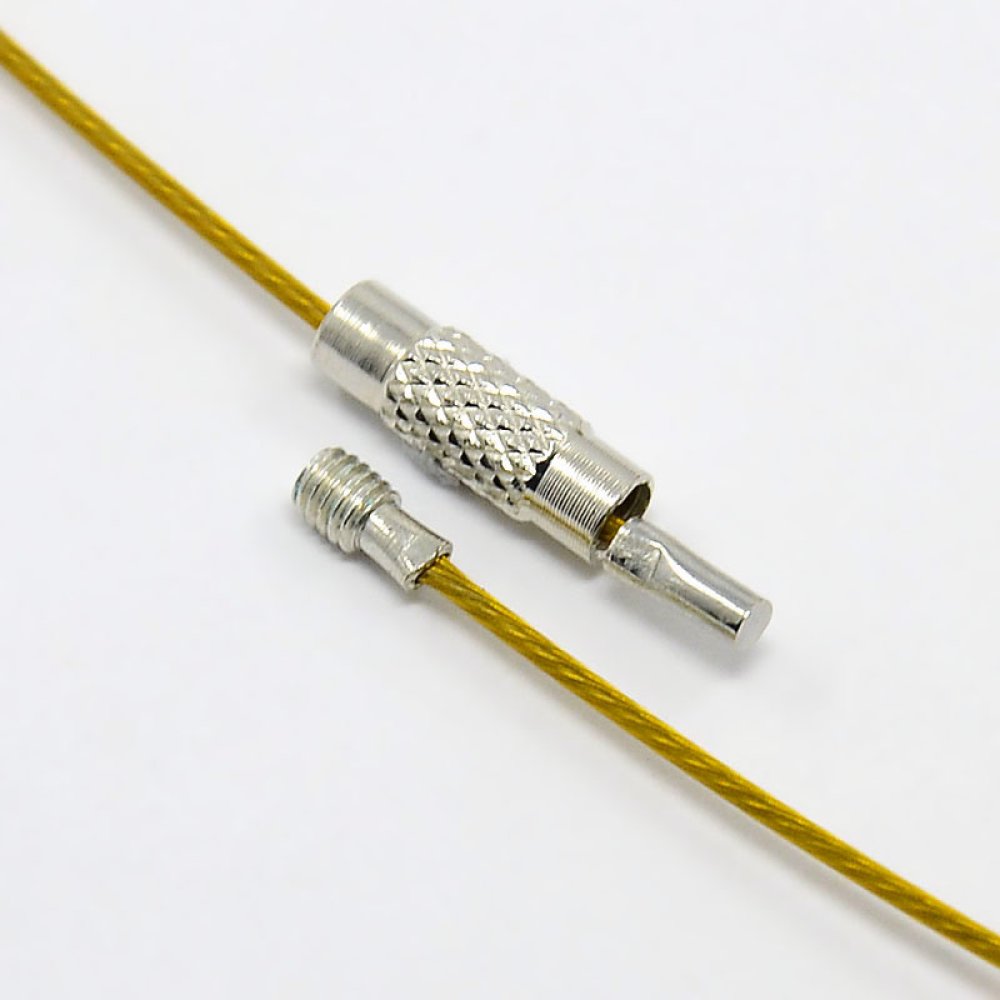 1 necklace rigid cabled wire gold clasp to screw N°01