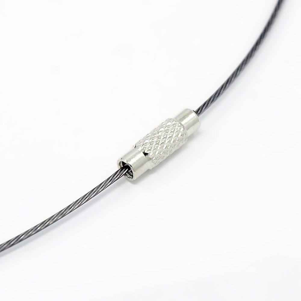1 necklace rigid cabled wire slate gray clasp to screw N°01
