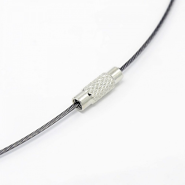1 necklace rigid cabled wire slate gray clasp to screw N&deg;01