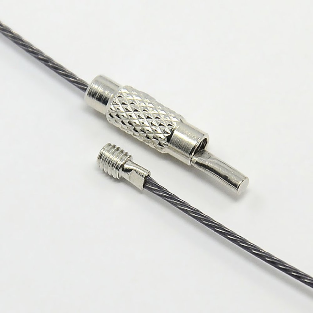 1 necklace rigid cabled wire slate gray clasp to screw N°01