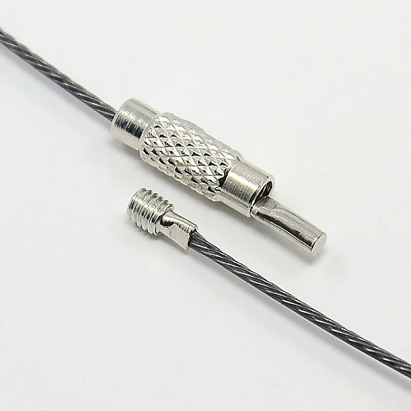 1 necklace rigid cabled wire slate gray clasp to screw N&deg;01