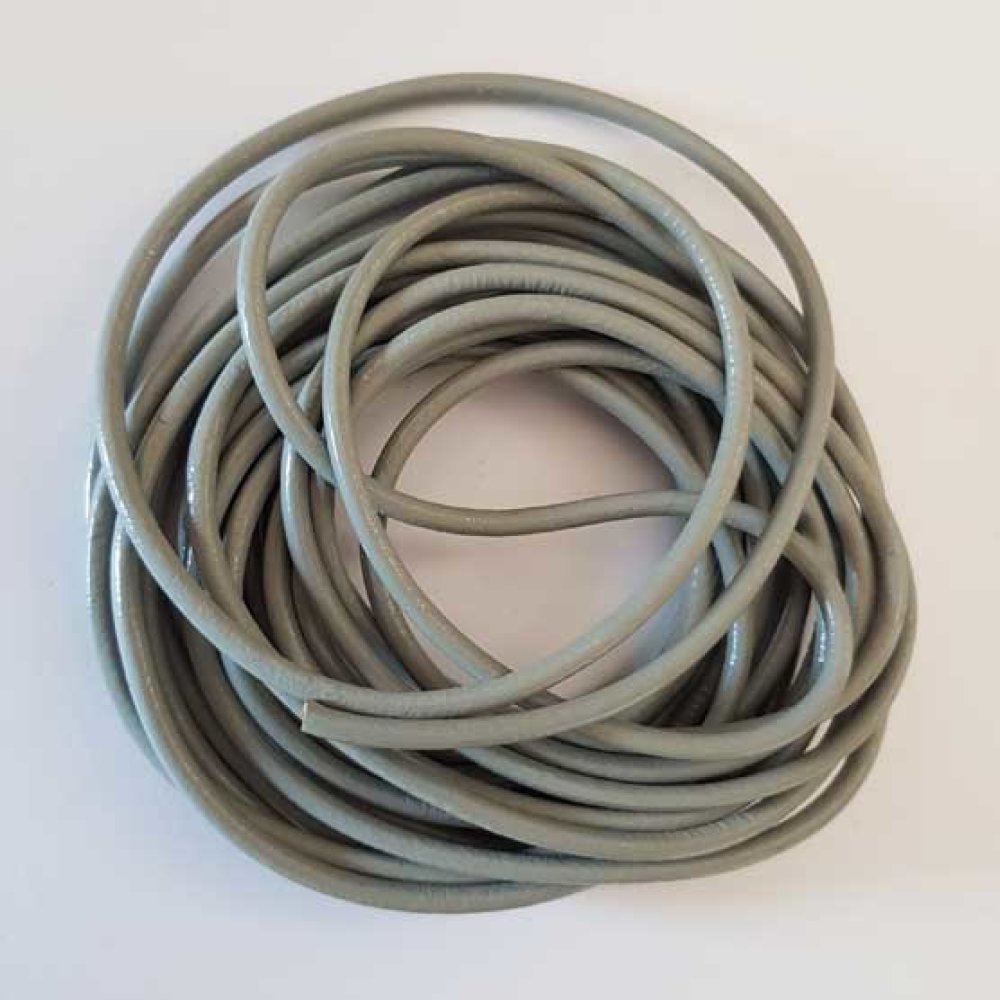 1 mètre Cordon rond cuir lisse Gris 02 3 mm