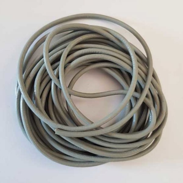 1 m&egrave;tre Cordon rond cuir lisse Gris 02 3 mm