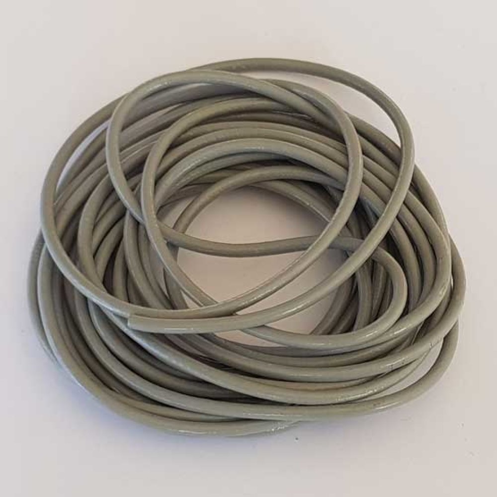 1 mètre Cordon rond cuir lisse Gris 02 3 mm