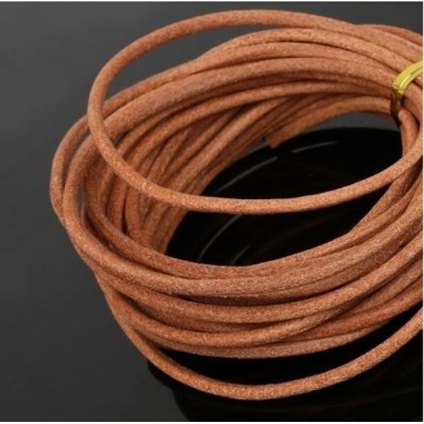 1 meter Round smooth leather cord Natural 3 mm