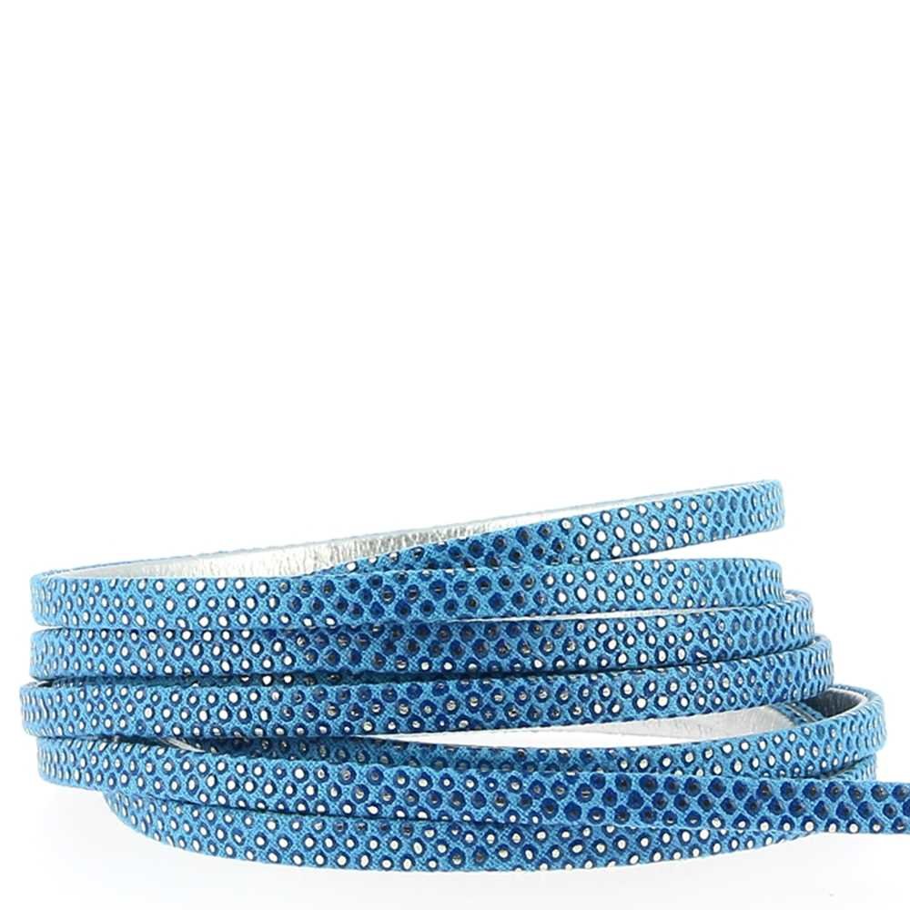 1 meter Lizard strap Azur/Silver 05 mm