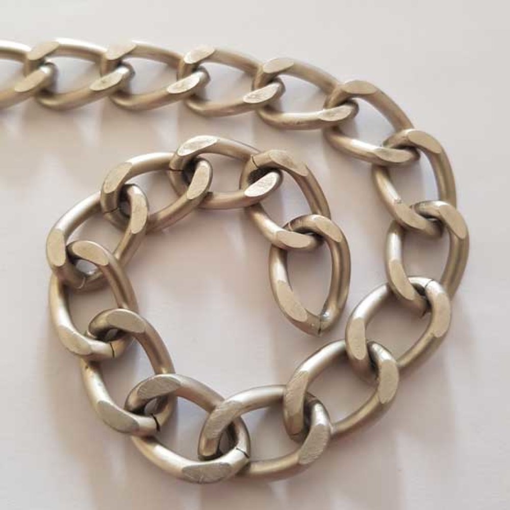 1 meter of flat silver chain N°02 18 x 12 mm