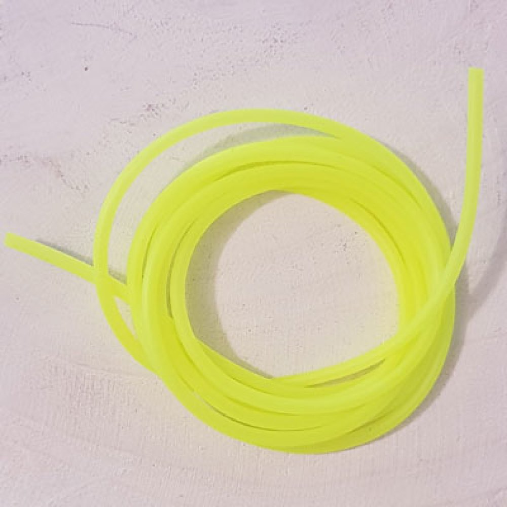 1 meter of hollow pvc cord of 2 mm Yellow Fluo.