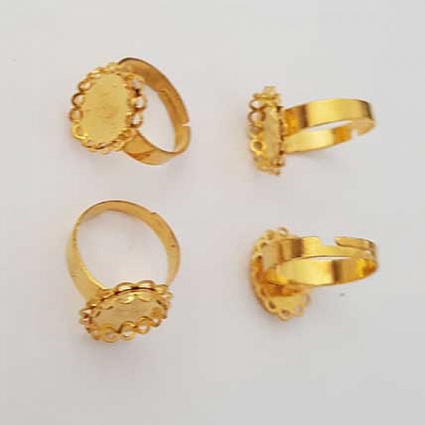 1 support bague cabochon de 11 x 14 mm Dor&eacute;