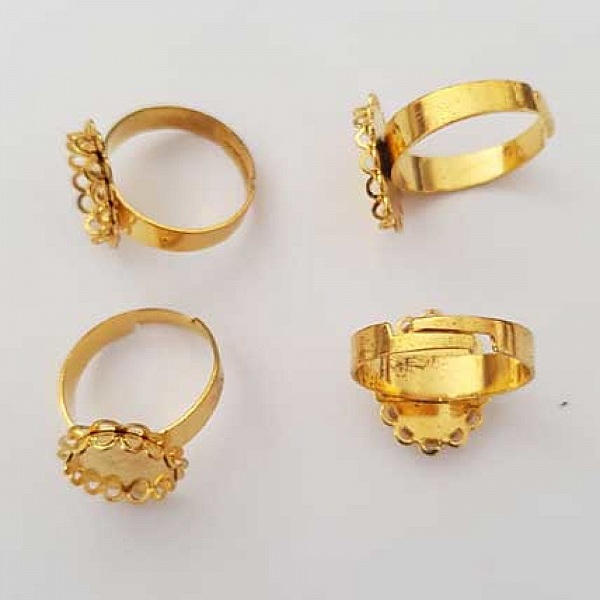 1 support bague cabochon de 11 x 14 mm Dor&eacute;