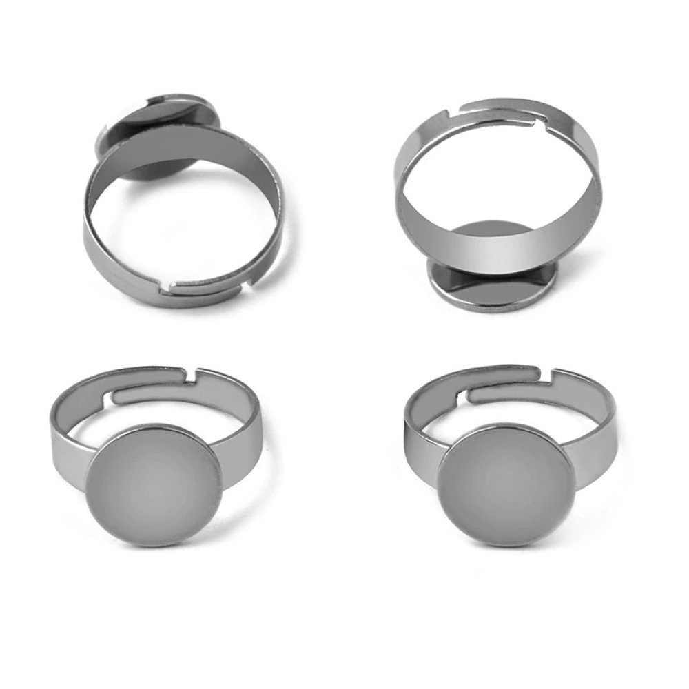 1 support bague plateau rond de 12 mm Argent N°09