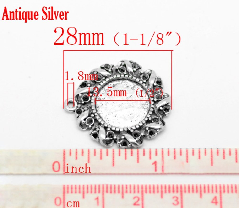 1 support cabochon 14 mm N°01 Silver