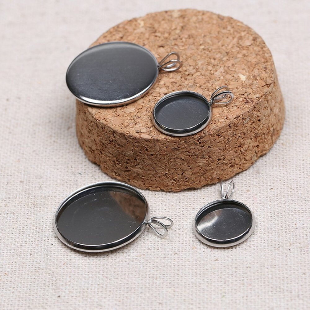 1 x 20 mm stainless steel cabochon holder N°06