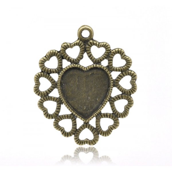 1 cabochon support Heart N&deg;01 Bronze
