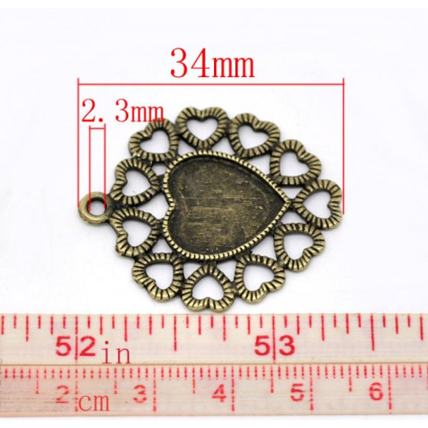 1 cabochon support Heart N&deg;01 Bronze