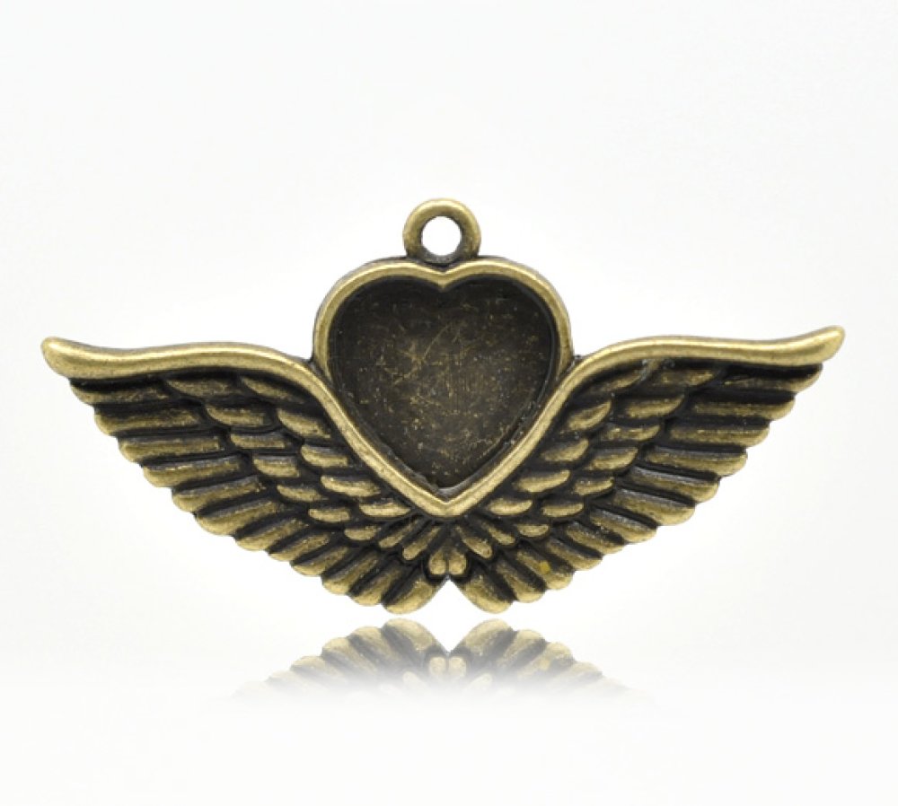 1 cabochon support Heart N°02 Bronze