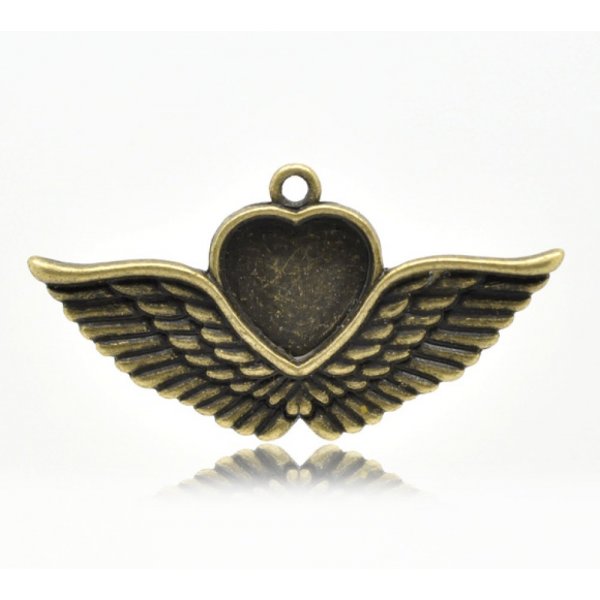 1 cabochon support Heart N&deg;02 Bronze