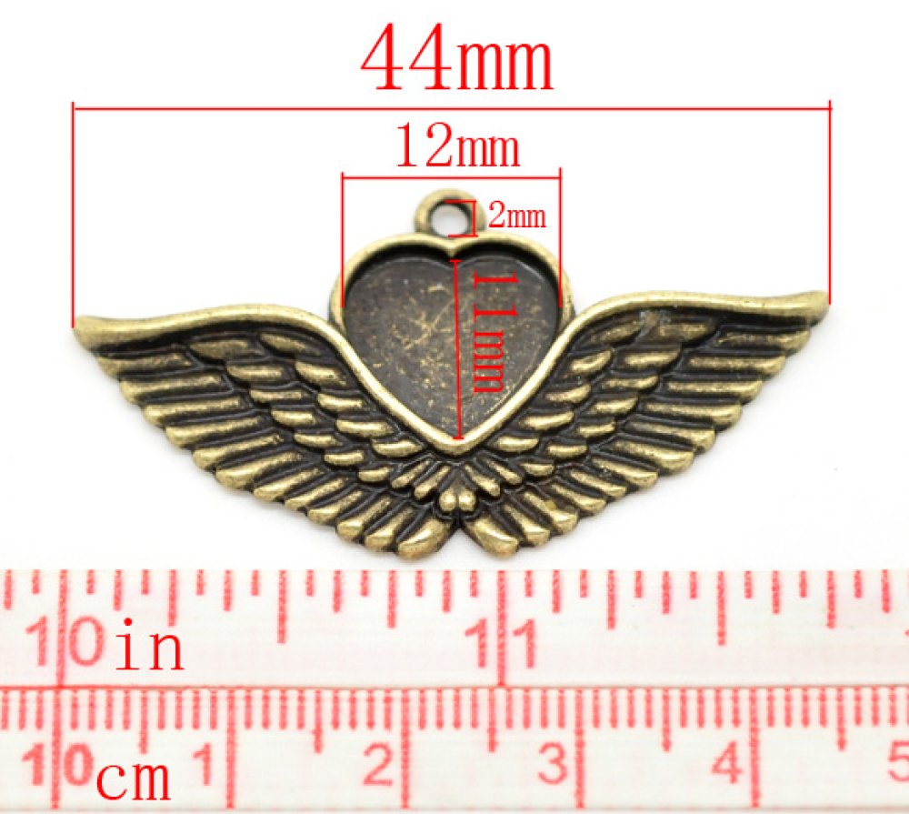 1 cabochon support Heart N°02 Bronze