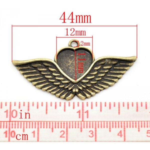 1 cabochon support Heart N&deg;02 Bronze