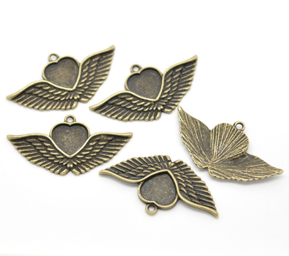 1 cabochon support Heart N°02 Bronze