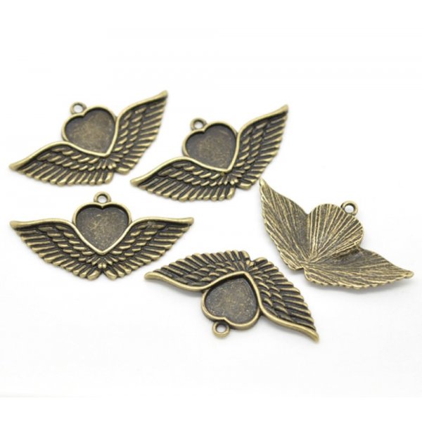 1 cabochon support Heart N&deg;02 Bronze