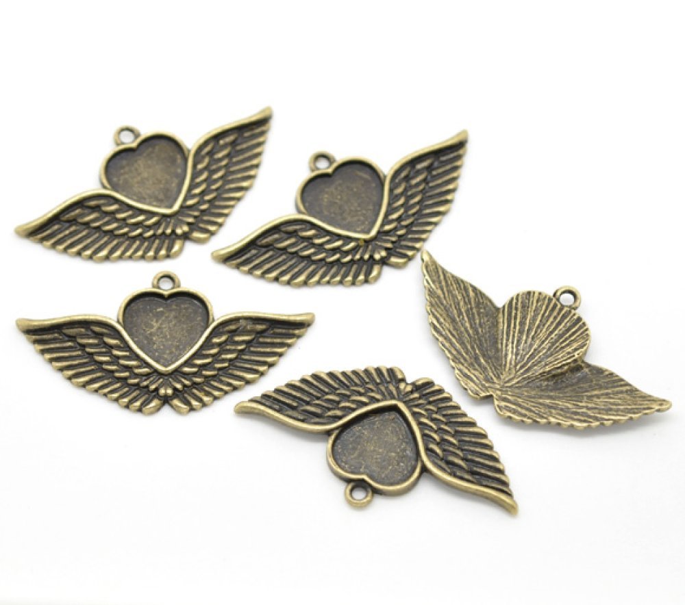 1 cabochon support Heart N°02 Bronze