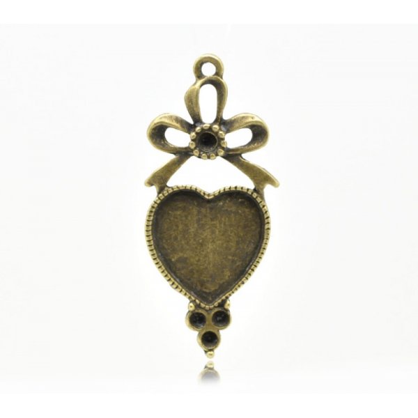1 cabochon support Heart N&deg;03 Bronze
