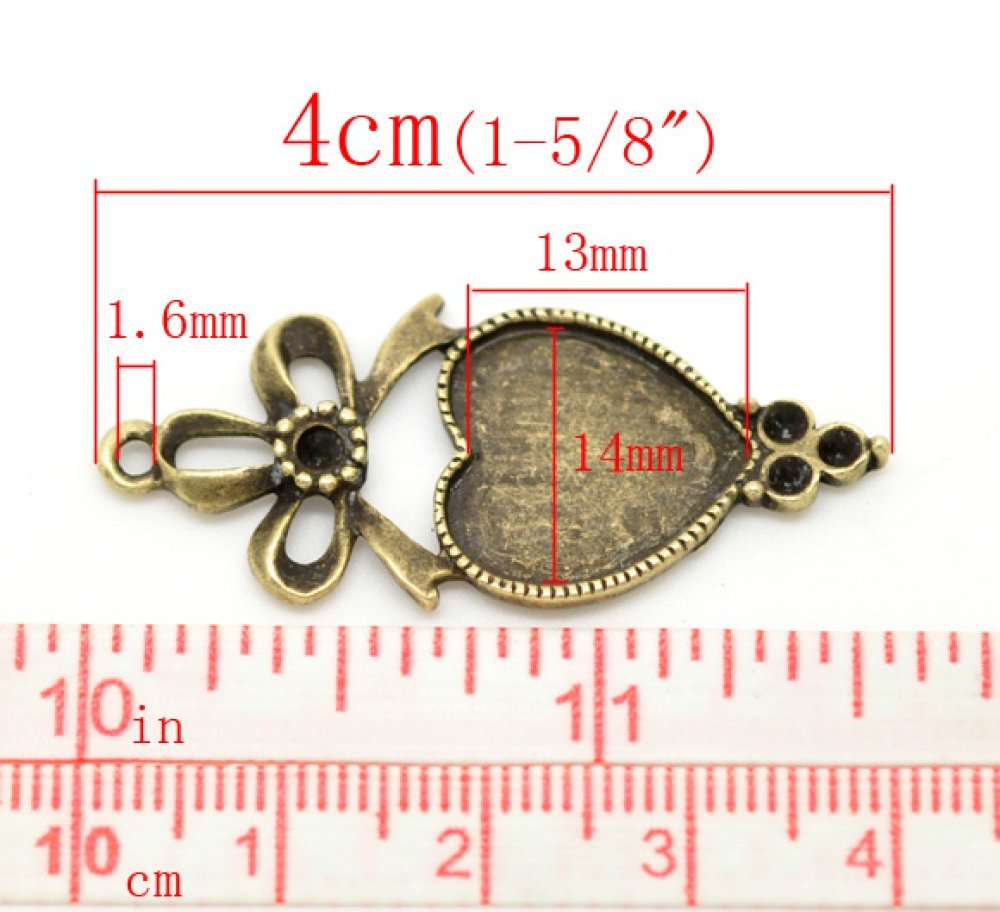 1 cabochon support Heart N°03 Bronze