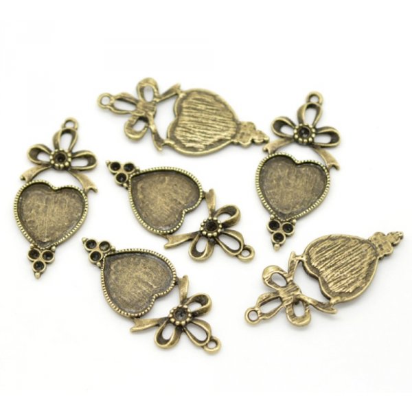 1 cabochon support Heart N&deg;03 Bronze