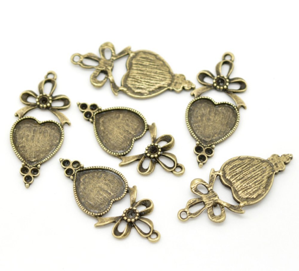 1 cabochon support Heart N°03 Bronze