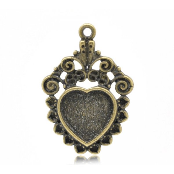1 cabochon holder Heart N&deg;04 Bronze