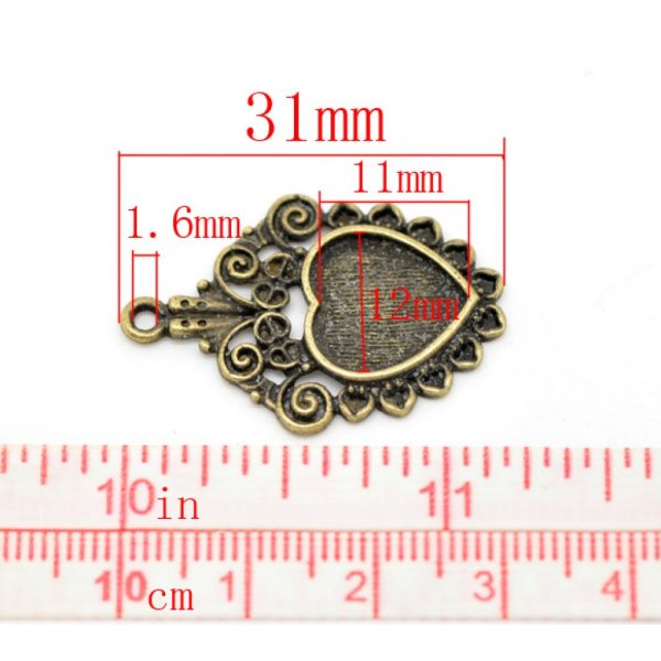 1 cabochon holder Heart N&deg;04 Bronze