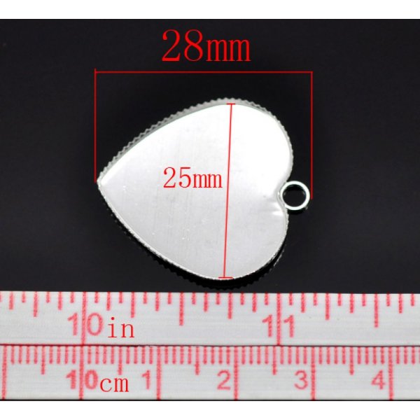 1 support cabochon Heart N&deg;05 Silver