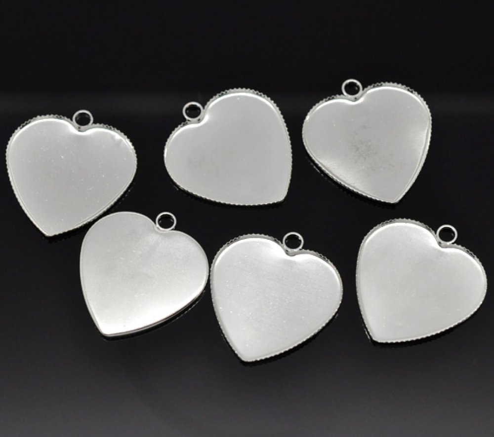 1 support cabochon Heart N°05 Silver