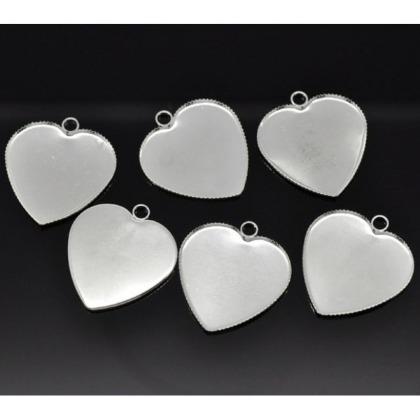 1 support cabochon Heart N&deg;05 Silver