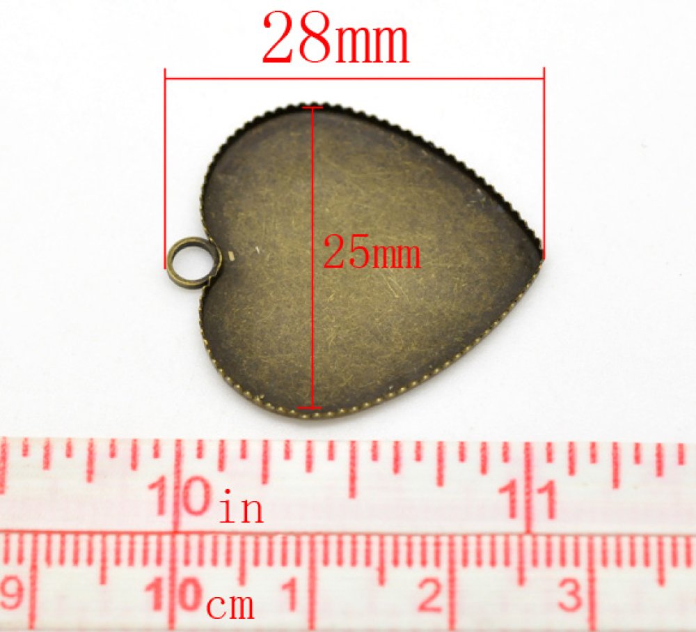 1 cabochon support Heart N°05 Bronze