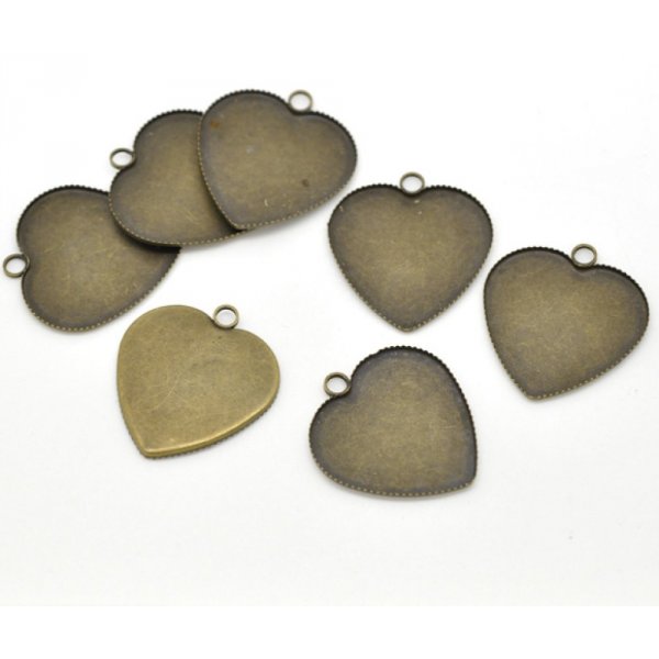 1 cabochon support Heart N&deg;05 Bronze