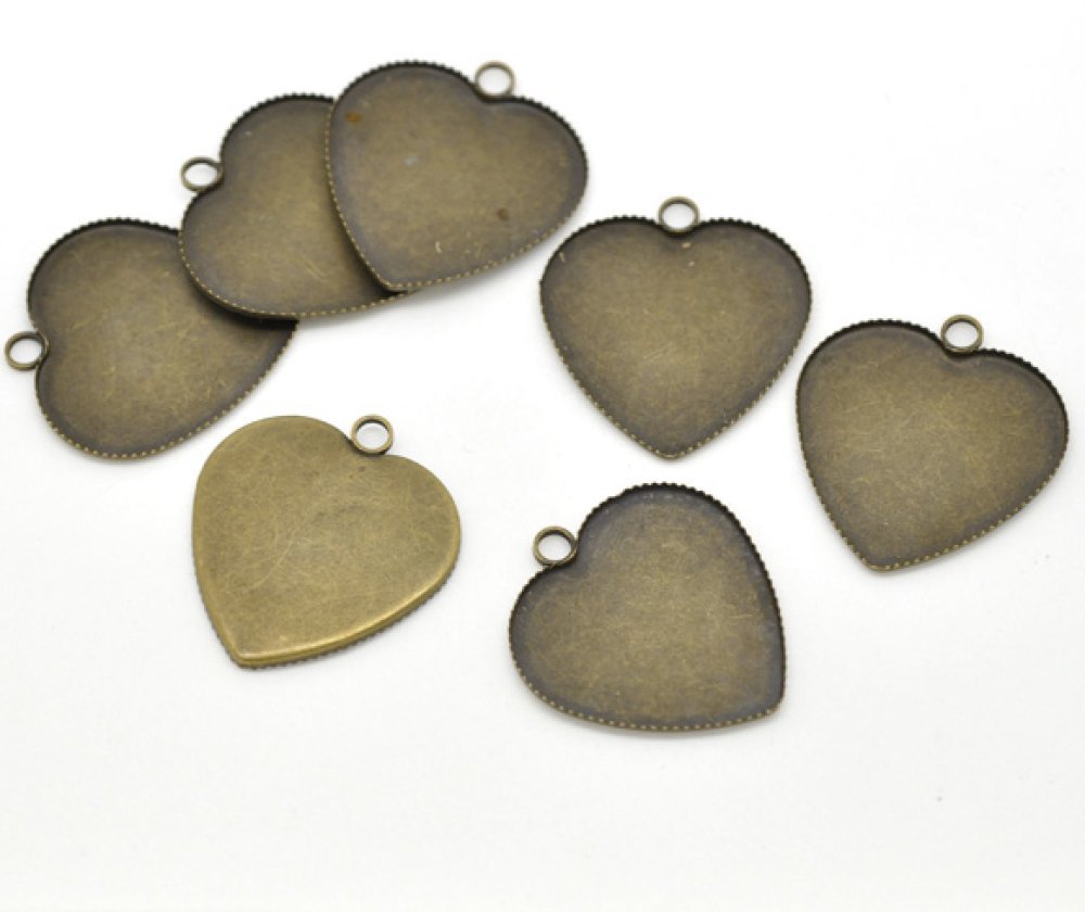 1 cabochon support Heart N°05 Bronze