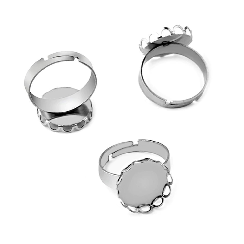 1 support cabochon ring of 18 mm Silver N°07