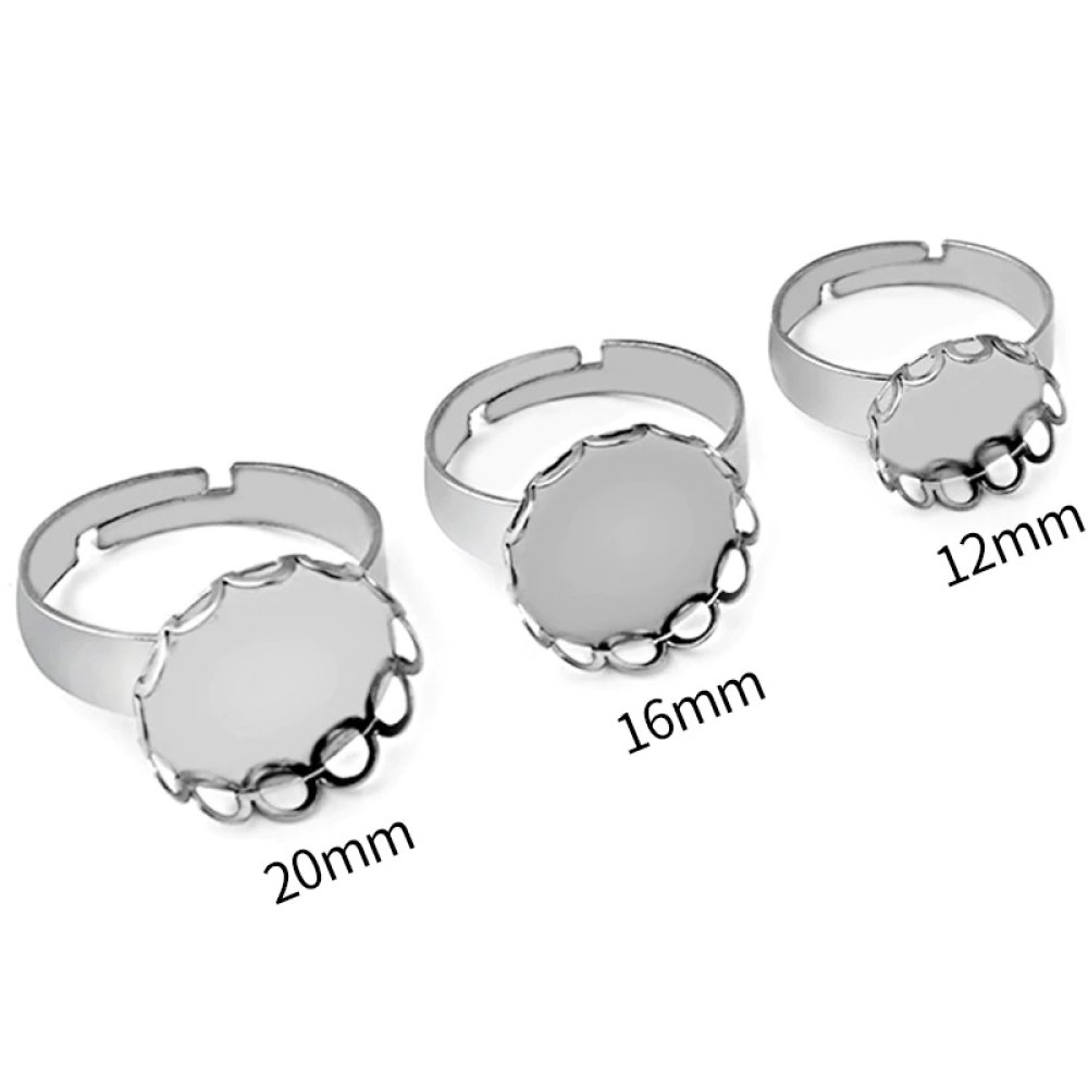 1 support cabochon ring of 25 mm Silver N°07
