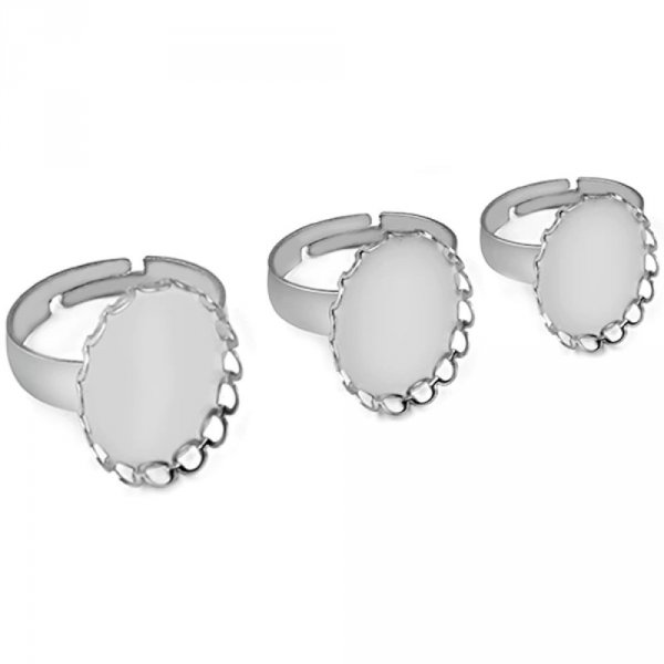 1 support cabochon ring of 13 x 18 mm Silver N&deg;08