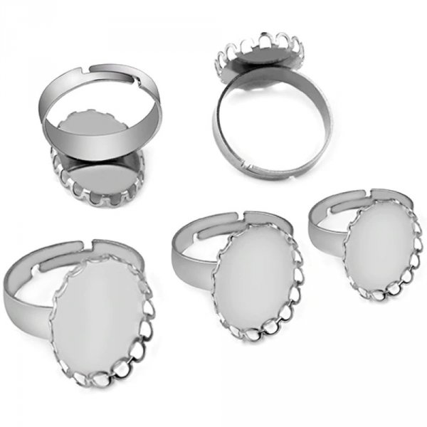 1 support cabochon ring of 18 x 25 mm Silver N&deg;08