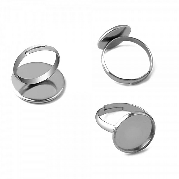 1 support cabochon ring of 14 mm Silver N&deg;04