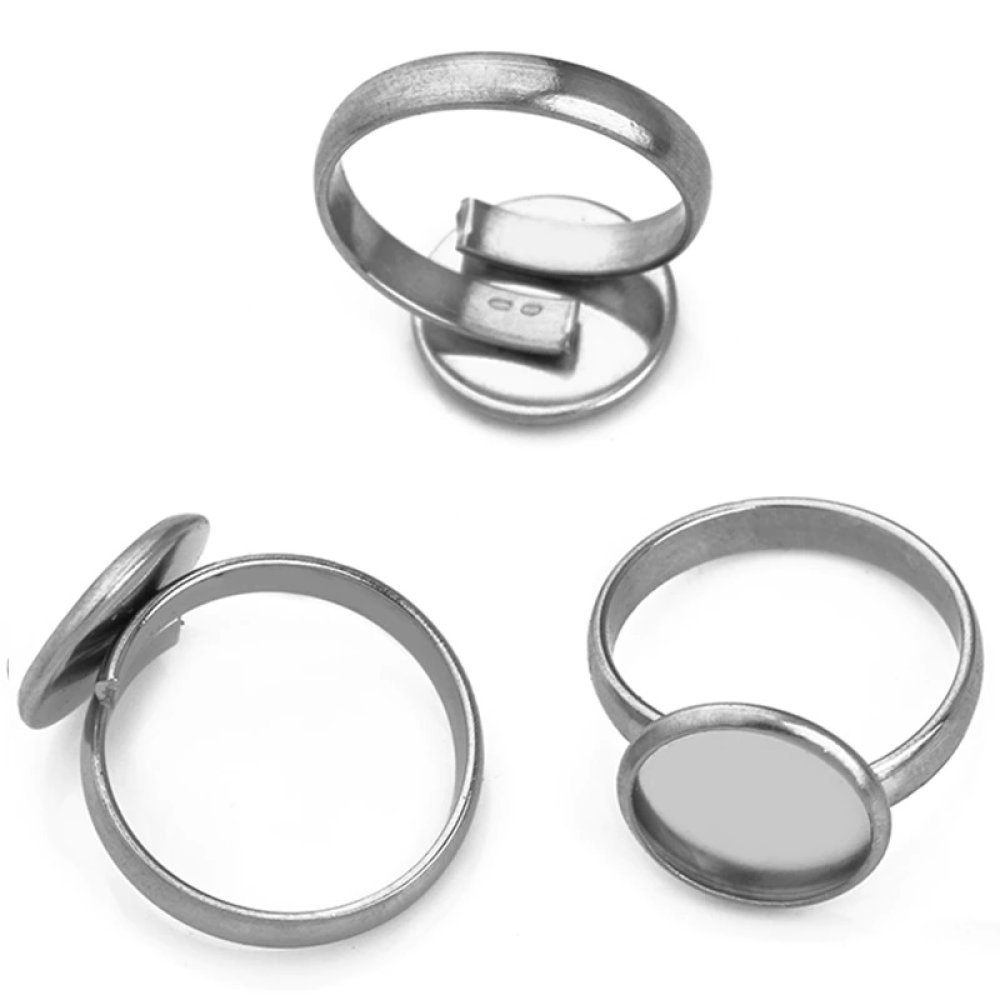 1 support cabochon ring of 12 mm Silver N°05