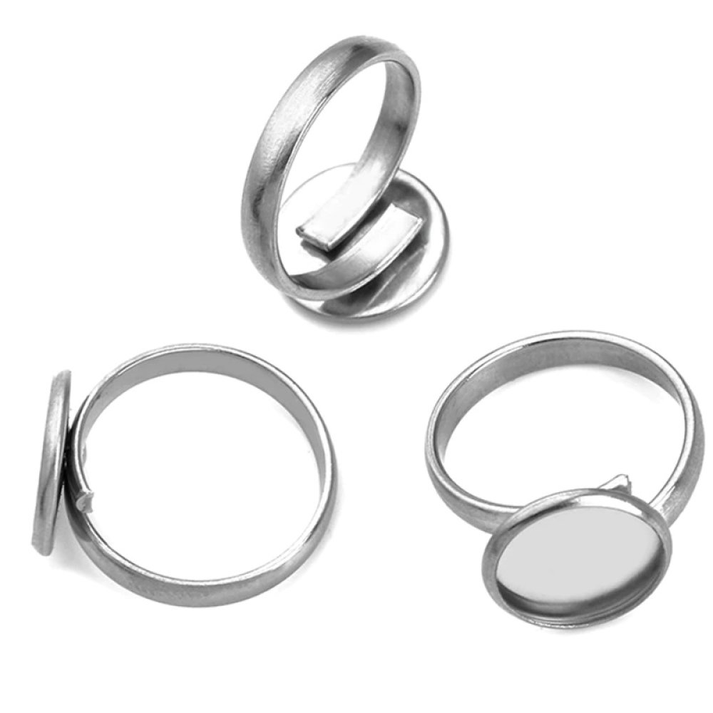 1 support cabochon ring of 12 mm Silver N°05