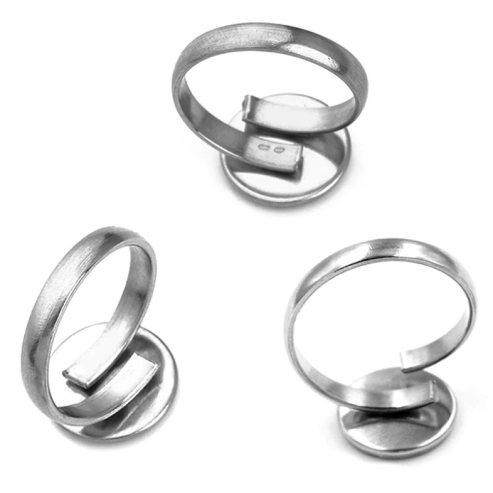 1 support cabochon ring of 12 mm Silver N°05