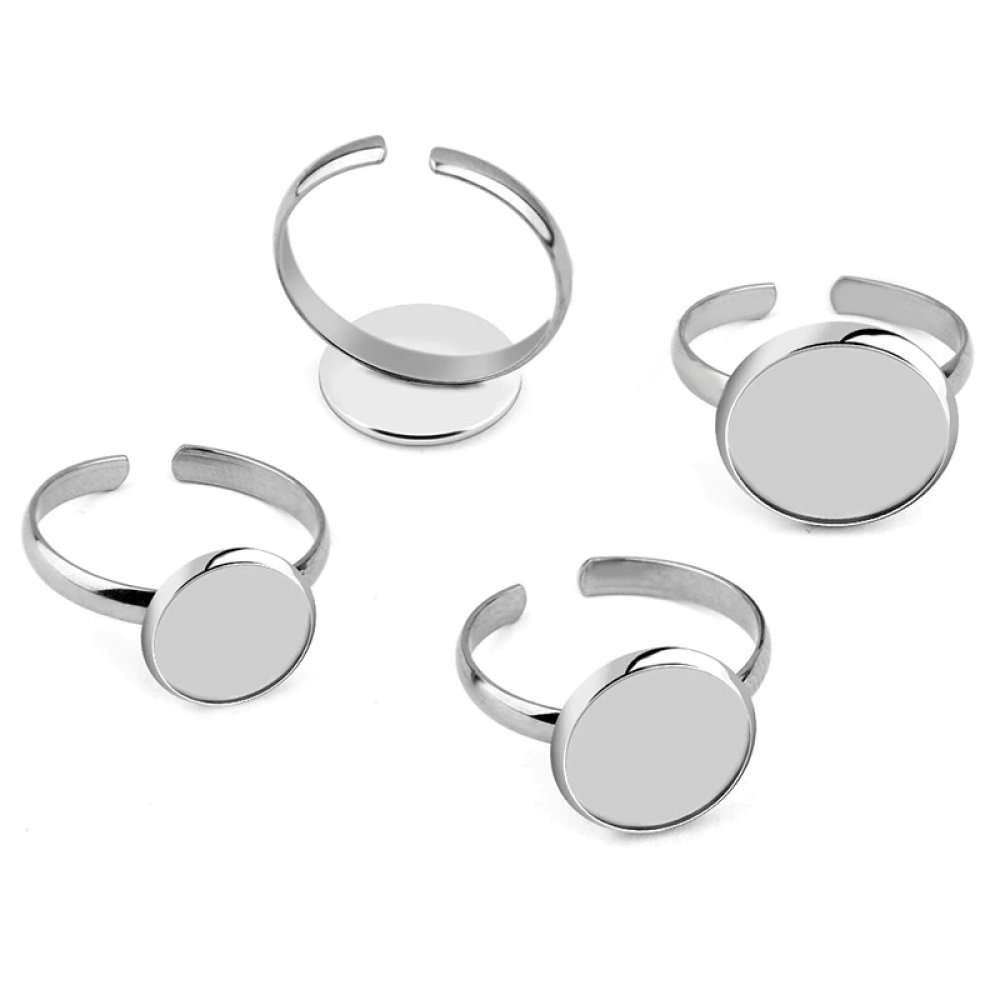 1 support cabochon ring of 12 mm Silver N°06