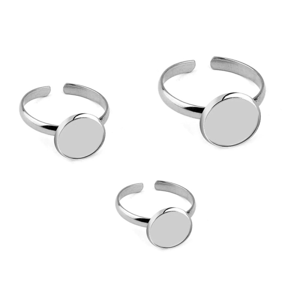 1 support cabochon ring of 12 mm Silver N°06