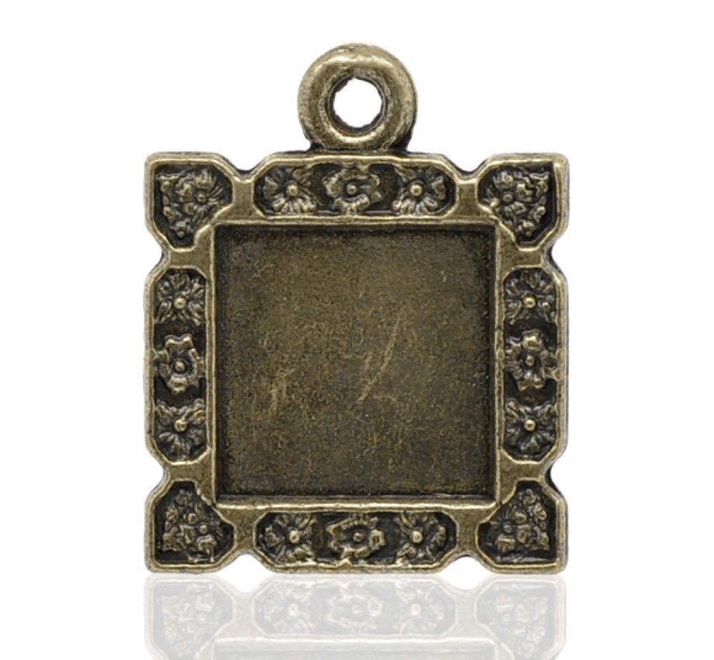 1 square cabochon holder N°01 Bronze